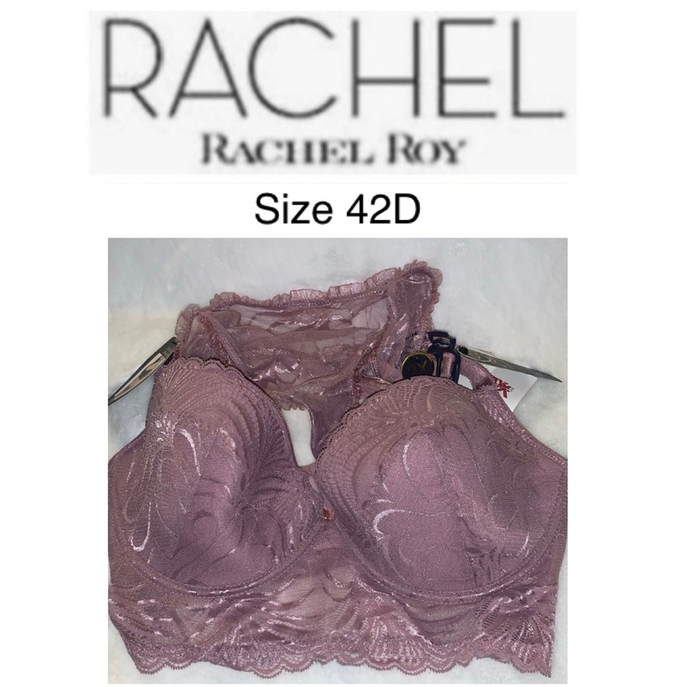 🎯 RACHEL Rachel Roy Lace Longline Bra (42D) & Thong (2X) Set NWT